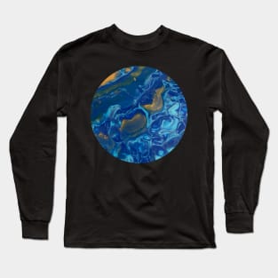 Blue and Yellow / Acrylic Pouring Long Sleeve T-Shirt